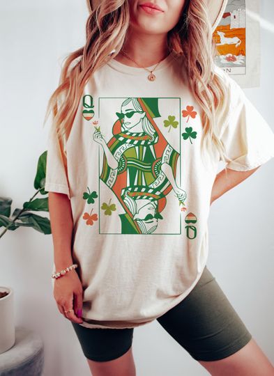 Discover Irish Queen Shirt, St Patricks Day, Hearts T Shirt, Shamrock Shirts, Saint Patricks Day, Playing Cards, Hearts Queen TShirt, Irish Clothes