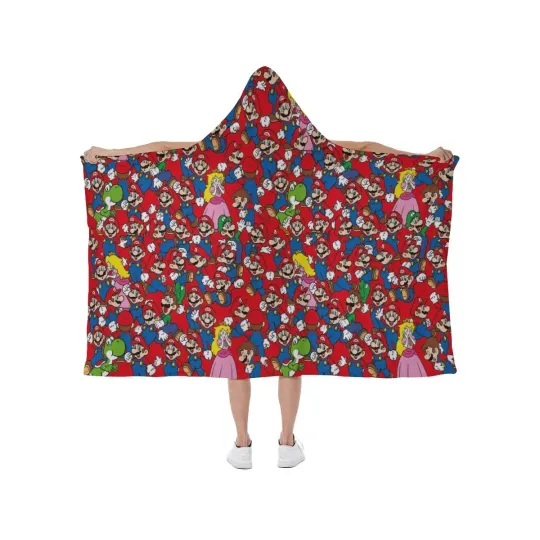 Discover Super Games Collage Print Hooded Blanket