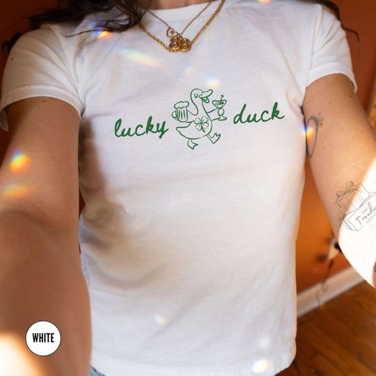 Discover St Patricks Day Baby Tee Shirt, Lucky Duck St Paddys Day Goose T-Shirt, Funny Irish St Pattys Day Tee