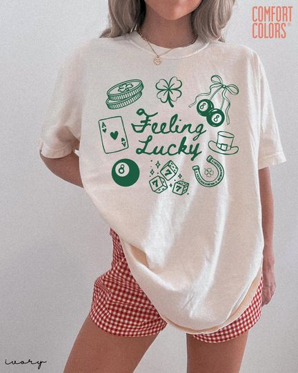 Discover Comfort Colors Feeling Lucky Shirt, St Patricks Day T-Shirt St Patty's Day Shirt