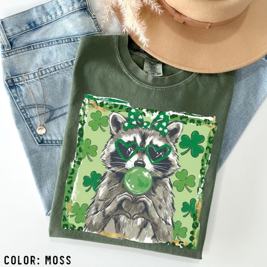 Discover Comfort Colors St Patrick's Day Raccoon Shirt, Irish Raccoon Shirt, Green Holiday T-shirt