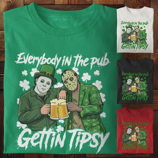 Discover Jason and Michael St. Patrick's Day Horror T-shirt "Gettin Tipsy"