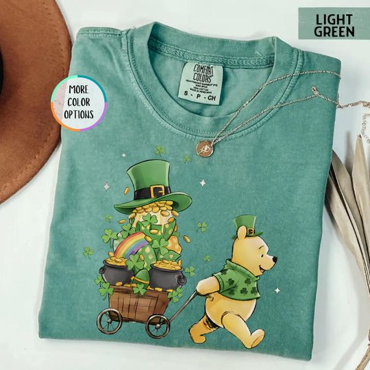 Discover Comfort Colors St Patricks Day Winnie The Pooh Shirt, Lucky Disney Shirt, Shamrock Clover Shirt