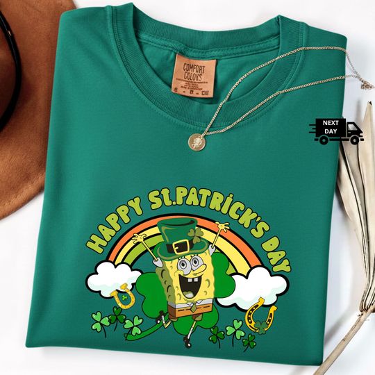Spongebob Happy St Patrick's Day Shirt, Comfort Colors