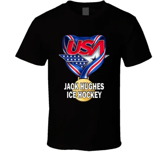 Jack Hughes Ice Hockey Gold Medal Winner Usa Milano Cortina 2026 Fan T Shirt