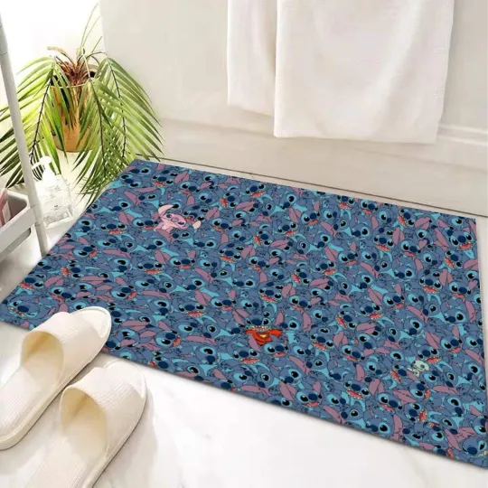 Discover Rare! Stitch & Angel Collage Print Doormat Rug Carpet With Non-slip Backing