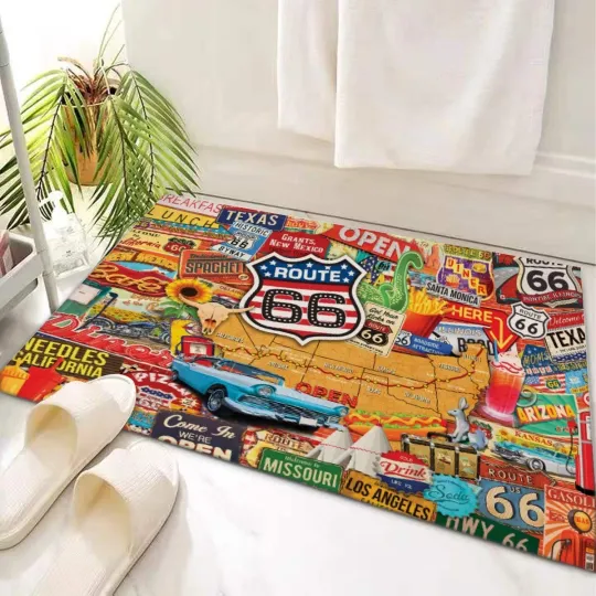U.S. Route 66 Highway Print Doormat, Home Decor
