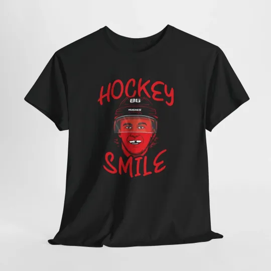 Jack Hughes Team USA hockey smile T-shirt