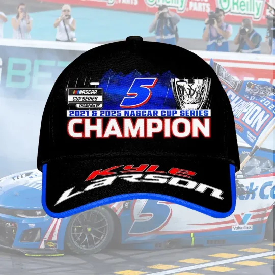 Kyle Larson #5 2025 Cup Series Champions AOP Baseball Cap