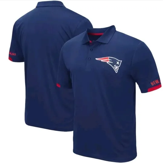 Discover New England Patriots football Navy Men's Short Sleeve Performance Polo T-Shirts M-2XL
