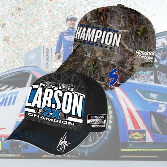 Kyle Larson #5 2025 Two-Time Champs AOP  Baseball Hat Gift Fan Made