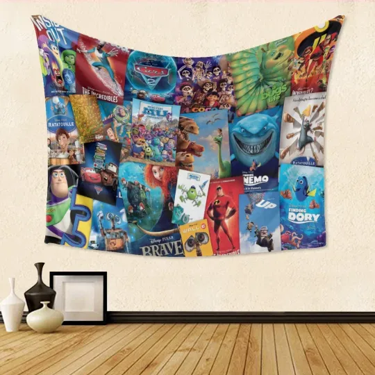 Discover Disney Pixar's Collage Tapestry, Kid Room Tapestry