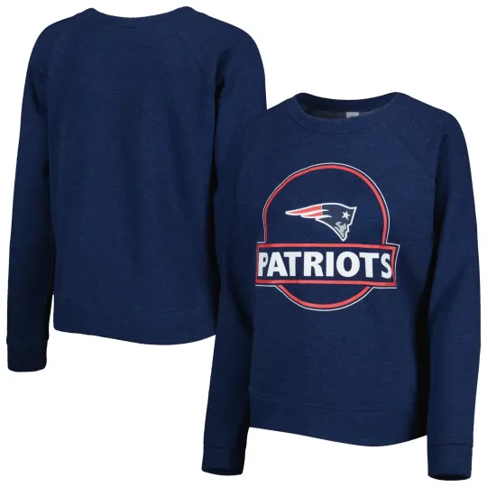 Discover New England Patriots football Women's Blue Long Sleeve Fleece Sweatshirt Shirts: M-XL