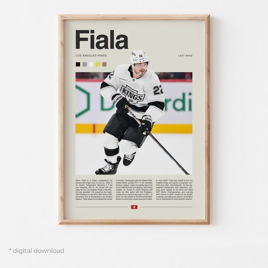 Discover Kevin Fiala Poster  Ice Hockey Wall Art Digital Download, High-Resolution Hockey Prints