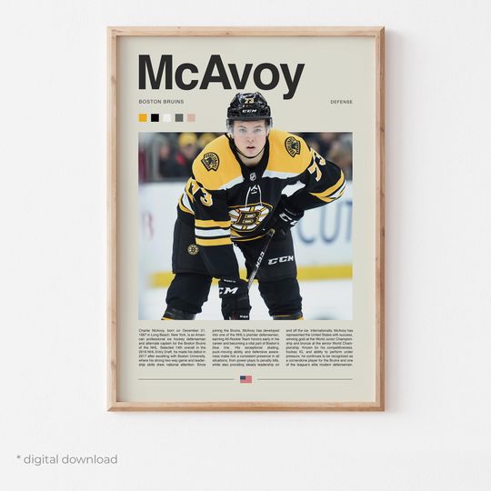 Discover Charlie McAvoy Poster  Ice Hockey Wall Art Digital Download, High-Resolution Hockey Prints