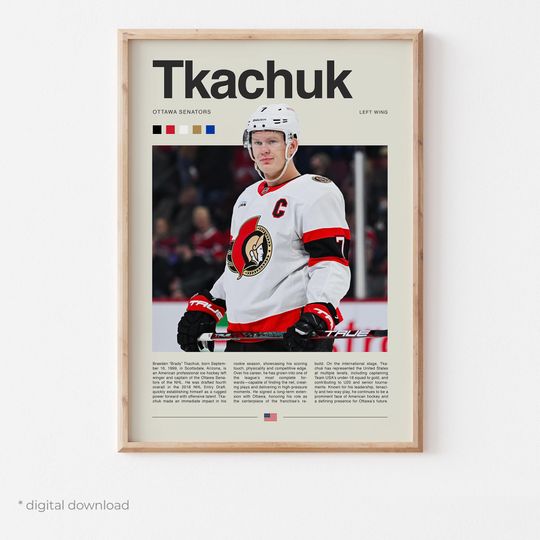 Discover Brady Tkachuk Poster  Ice Hockey Wall Art Digital Download, High-Resolution Hockey Prints