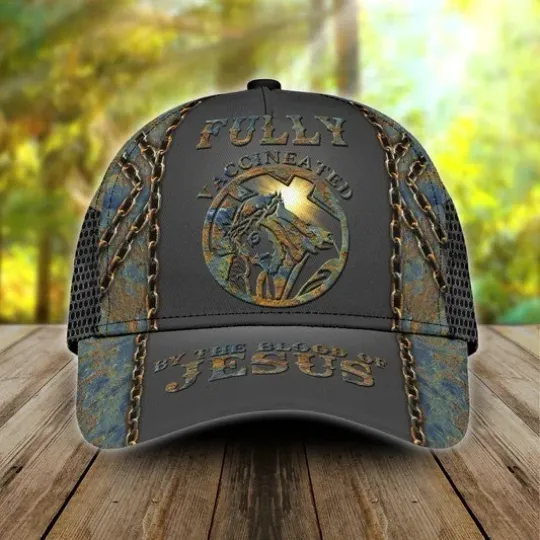 Discover Fully Vaccinated By The Blood Of Jesus classic cap Jesus All Print baseball Cap