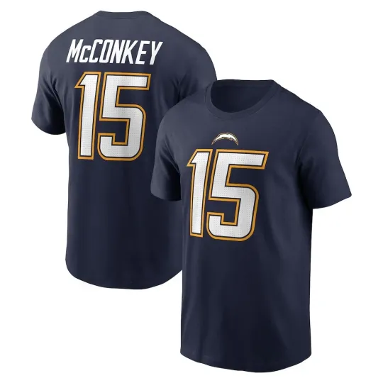 Discover Ladd McConkey #15 Los Angeles Name and Number - Navy, Size S to 5XL