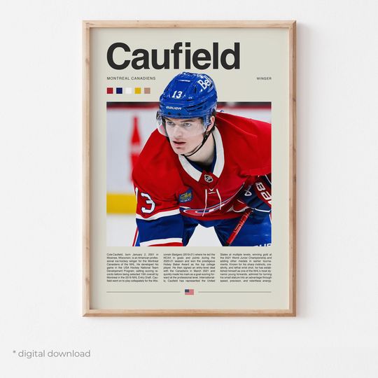 Discover Cole Caufield Poster  Ice Hockey Wall Art Digital Download, High-Resolution Hockey Prints