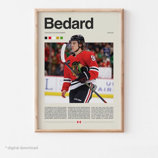 Discover Connor Bedard Poster  Ice Hockey Wall Art Digital Download, High-Resolution Hockey Prints