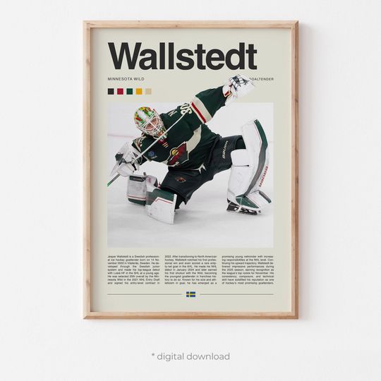 Discover Jesper Wallstedt Poster  Ice Hockey Wall Art Digital Download, High-Resolution Hockey Prints