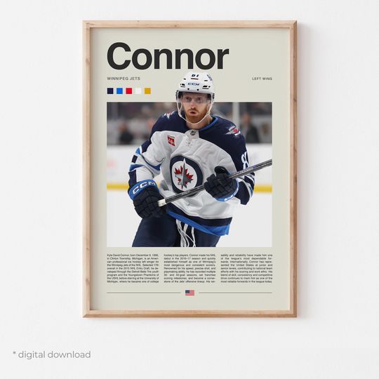 Discover Kyle Connor Poster  Ice Hockey Wall Art Digital Download, High-Resolution Hockey Prints