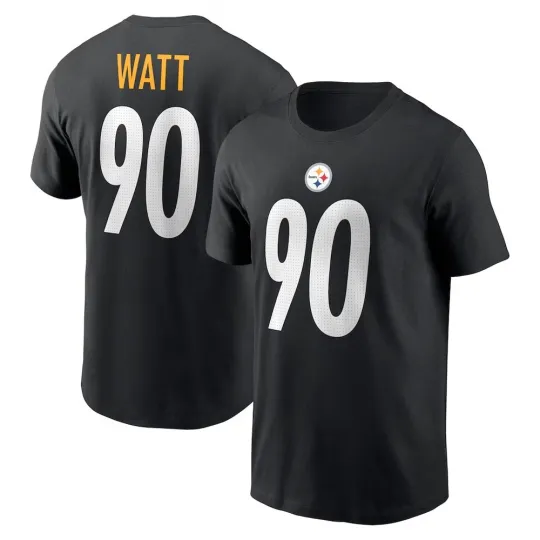 Discover T.J. Watt #90 Pittsburgh Name and Number - Black, Size S to 5XL