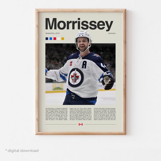 Discover Josh Morrissey Poster  Ice Hockey Wall Art Digital Download, High-Resolution Hockey Prints