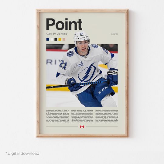 Discover Brayden Point Poster  Ice Hockey Wall Art Digital Download, High-Resolution Hockey Prints