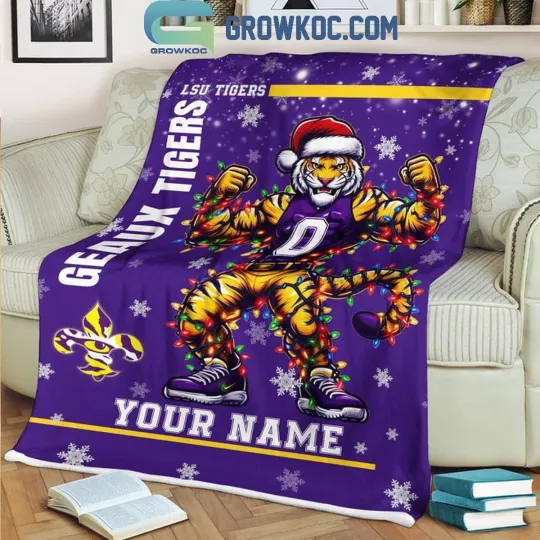 Discover LSU Tigers Geaux Tigers Christmas Personalized Fleece Blanket Quilt