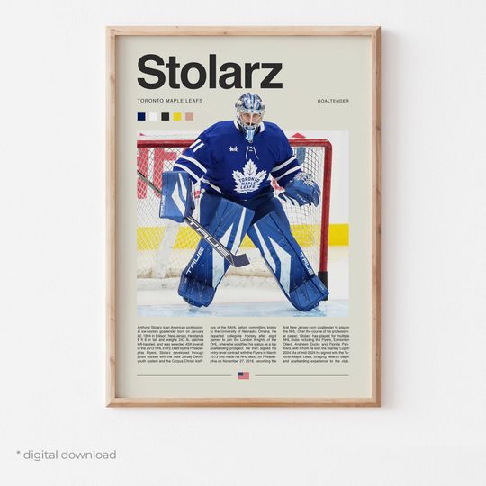 Discover Anthony Stolarz Poster  Ice Hockey Wall Art Digital Download, High-Resolution Hockey Prints