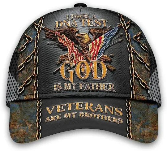 Discover Veteran I Took A Dna Test And God Is My Father All Over Print Baseball Cap