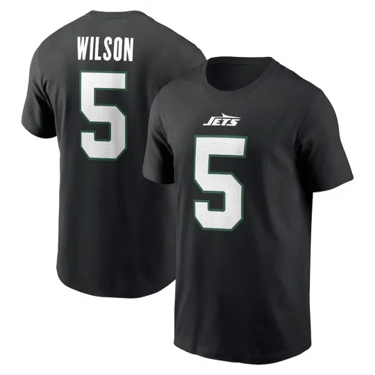 Discover Garrett Wilson #5 New York Name and Number - Black, Size S to 5XL
