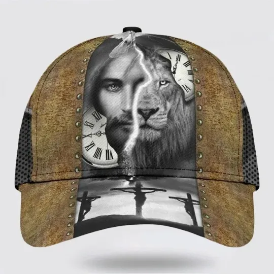 Discover The Lion And Jesus Face Classic Hat All Over Print Christian Hats for Men
