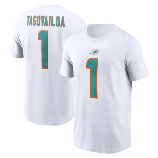 Tua Tagovailoa #1 Miami Name and Number - Black, Size S to 5XL