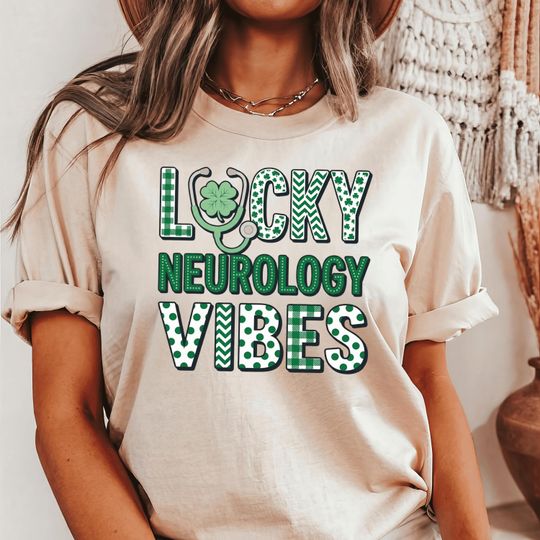 Discover ICU Nurse Shamrock, St Patricks Neuro Lucky Neurology Vibes Shirt