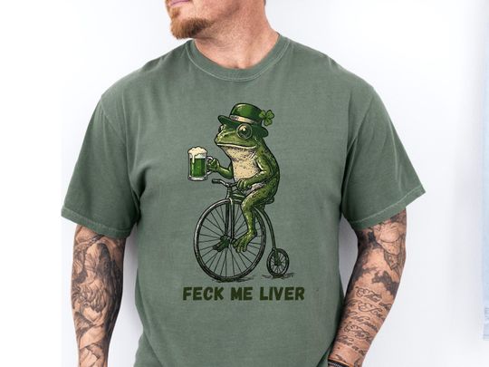 Discover Funny Irish Frog Shirt Feck Me Liver St Patricks Day Drinking Tee Unisex Pub Crawl Beer T Shirt