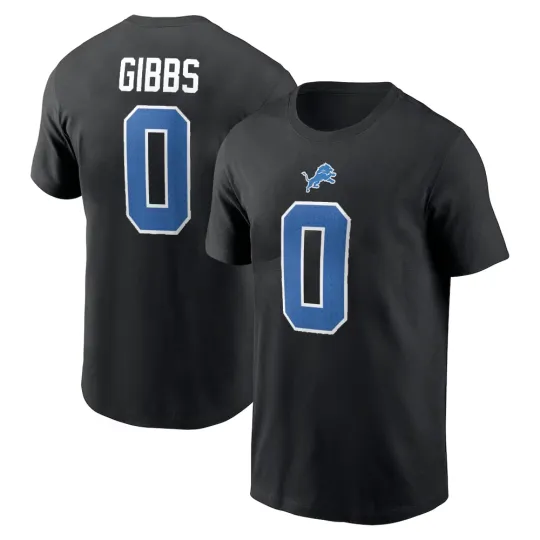Discover Jahmyr Gibbs #0 Detroit Lions Name and Number - Black, Size S to 5XL