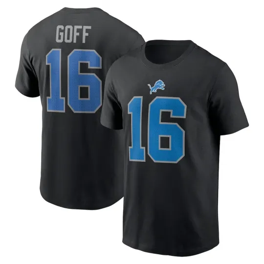 Discover Jared Goff #16 Detroit Lions Name and Number - Black, Size S to 5XL