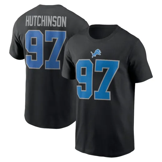 Aidan Hutchinson #97 Detroit Football Name and Number - Black, Size S to 5XL