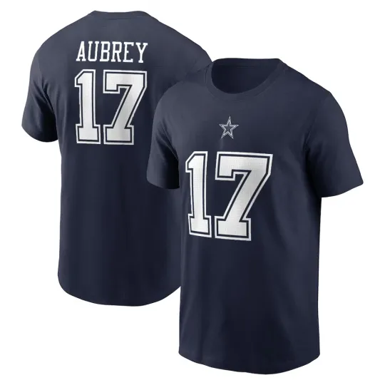 Discover Brandon Aubrey #17 Dallas Football Name and Number - Navy, Size S to 5XL