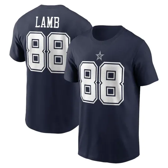 CeeDee Lamb #88 Dallas Football Name and Number - Navy, Size S to 5XL