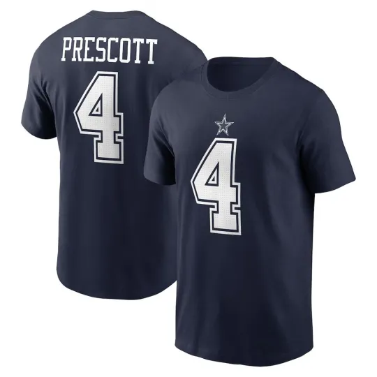 Discover Dak Prescott #4 Dallas Football Name and Number - Navy, Size S to 5XL