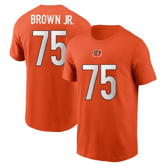 Discover Orlando Brown Jr. #75 Cincinnati Football Name and Number - Orange, Size S to 5XL