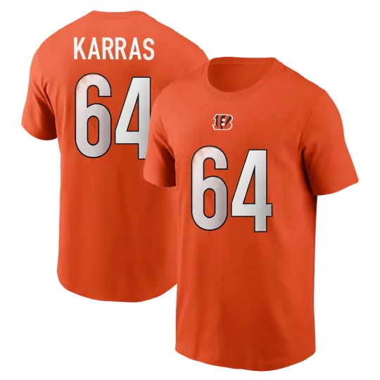 Discover Ted Karras #64 Cincinnati Football Name and Number - Orange, Size S to 5XL