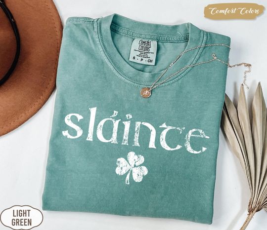 Discover Comfort Colors Retro Slainte Shirt, Womens Lucky Shirt, St Patricks Day Shirt, Shamrock Shirt