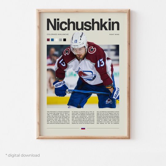 Discover Valeri Nichushkin Poster  Ice Hockey Wall Art Digital Download, High-Resolution Hockey Prints