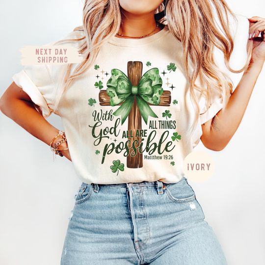 Discover Comfort Colors Jesus Patrick Day Shirt, St. Patrick's Day Shirt, God Christian Shirt, Christian Cross Tee