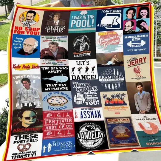 Seinfeld TV Series Fleece Blanket, Lover Seinfeld Blanket, Bed