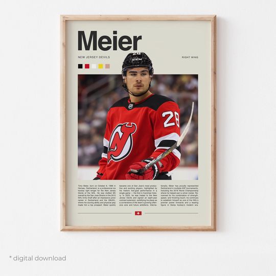 Discover Timo Meier Poster  Ice Hockey Wall Art Digital Download, High-Resolution Hockey Prints